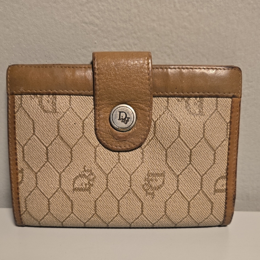 Dior Vintage Honeycomb Wallet Brown & Tan